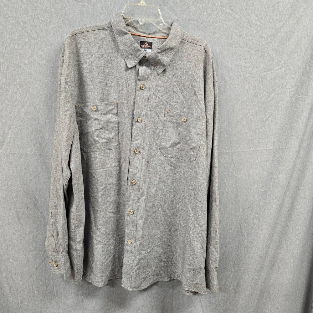 Ridgecut Toughwear Long Sleeve Button Down Work Shirt Mens 3XL Grey Pockets